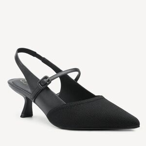 Cosy Island- Classic Black Slingback Pointed-Toe Kitten Heel Women's Shoe